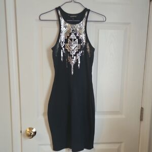 Lush Black and Silver Sequin Dress